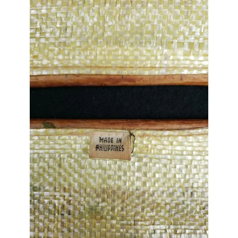 Boho Vintage 70s Wicker Rattan Wood Tissue Holder Box Flowers Cottagecore Decor